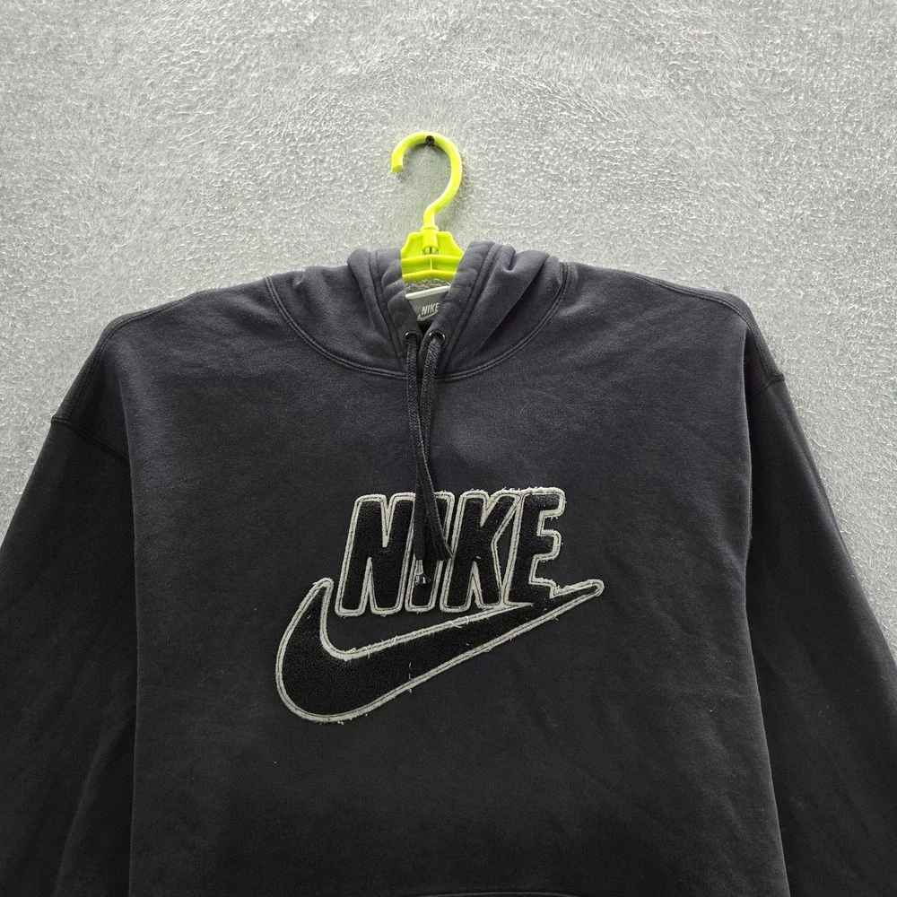 Nike Men Hoodie XL Black Embroidered Fleece Swoosh Sportswear Logo READ